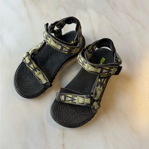 Teva black and lime green sandals